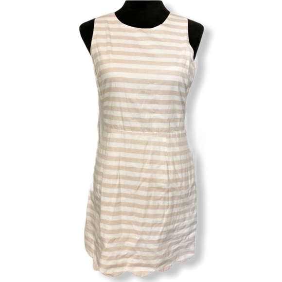 NAKED zebra striped tan white dress scallop hem size small - Picture 1 of 9